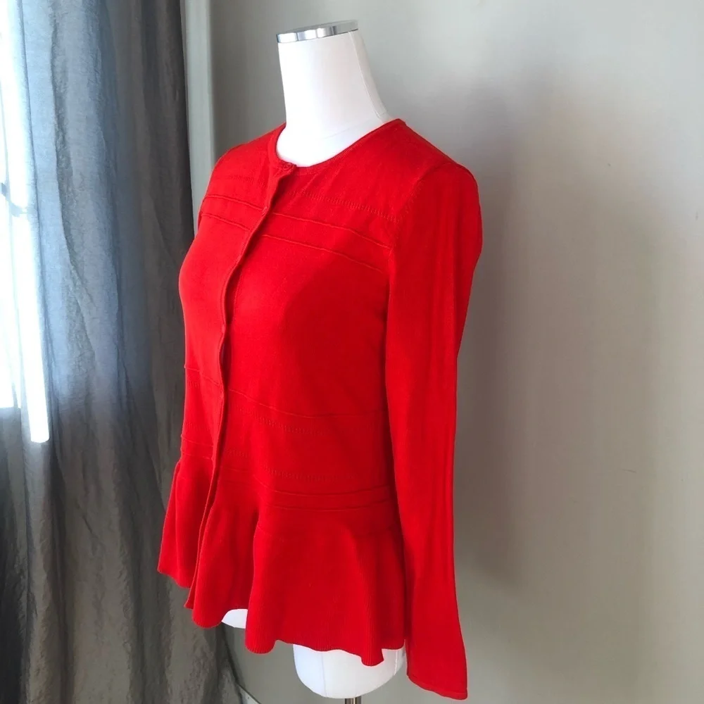 Jason Wu vintage Red knit cardigan peplum Sweater XS - Picture 11 of 11